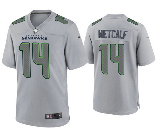 Men Seattle Seahawks 14 D K  Metcalf Grey Atmosphere Fashion Stitched Game Jersey