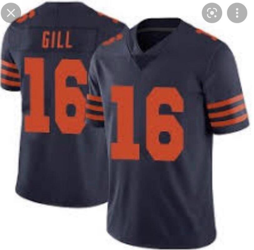 Men Nike Chicago Bears #16 Gill Navy Rush Stitched Jersey