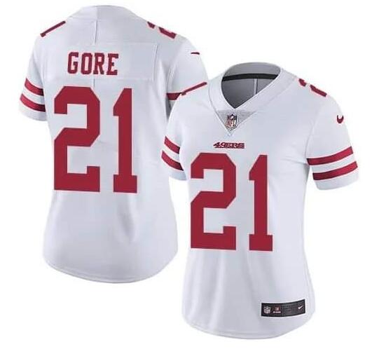 Women San Francisco 49ers 21 Frank Gore White Vapor Stitched jersey