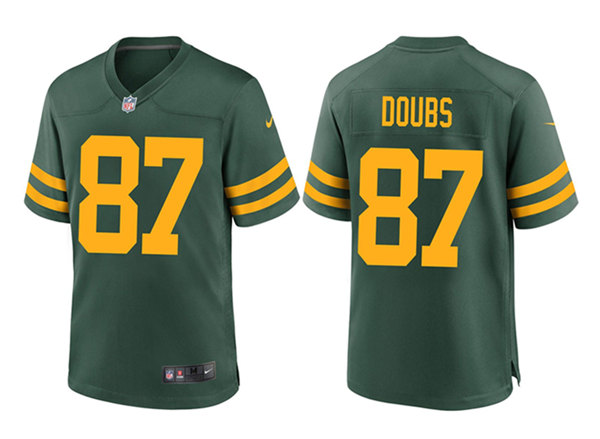 Men Green Bay Packers 87 Romeo Doubs Green Stitched Game Jersey