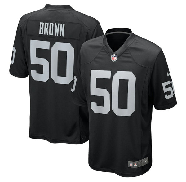 Men Las Vegas Raiders 50 Jayon Brown Black Stitched Game Jersey
