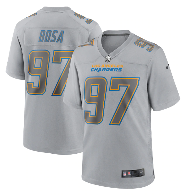 Men Los Angeles Chargers 97 Joey Bosa Grey Atmosphere Fashion Stitched Game Jersey