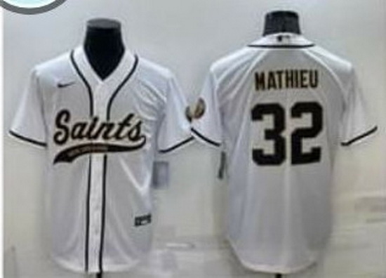 Men New Orleans Saints 32 Tyrann Mathieu White Stitched MLB Cool Base Nike Baseball Jersey