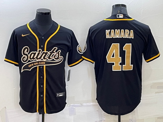 Men New Orleans Saints 41 Alvin Kamara Black Stitched MLB Cool Base Nike Baseball Jersey