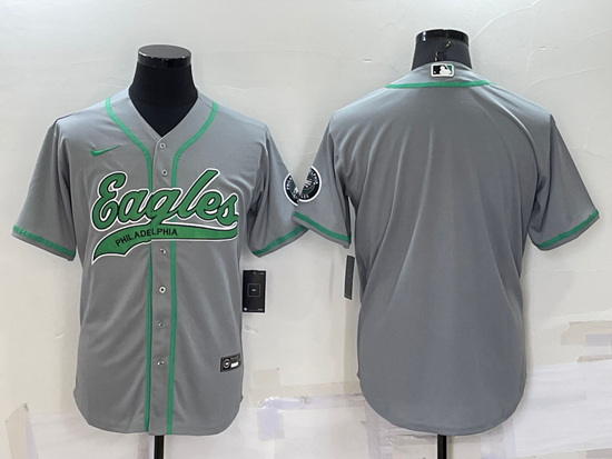 Men Philadelphia Eagles Blank Grey Cool Base Stitched Baseball Jersey