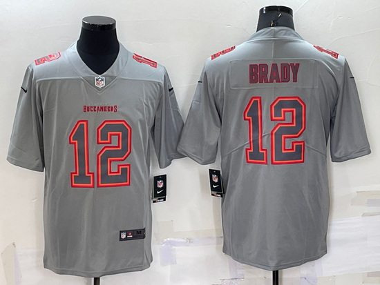 Men Tampa Bay Buccaneers 12 Tom Brady Grey Atmosphere Fashion Stitched Jersey