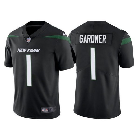 Nike New York Jets 1 Ahmad Gardner Black 2022 NFL Draft Vapor Un