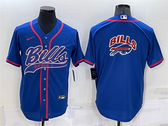 Men Buffalo Bills Royal Team Big Logo With Patch Cool Base Stitched Baseball Jersey