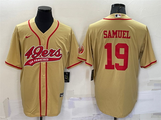 Men San Francisco 49ers 19 Deebo Samuel Gold With Patch Cool Base Stitched Baseball Jersey