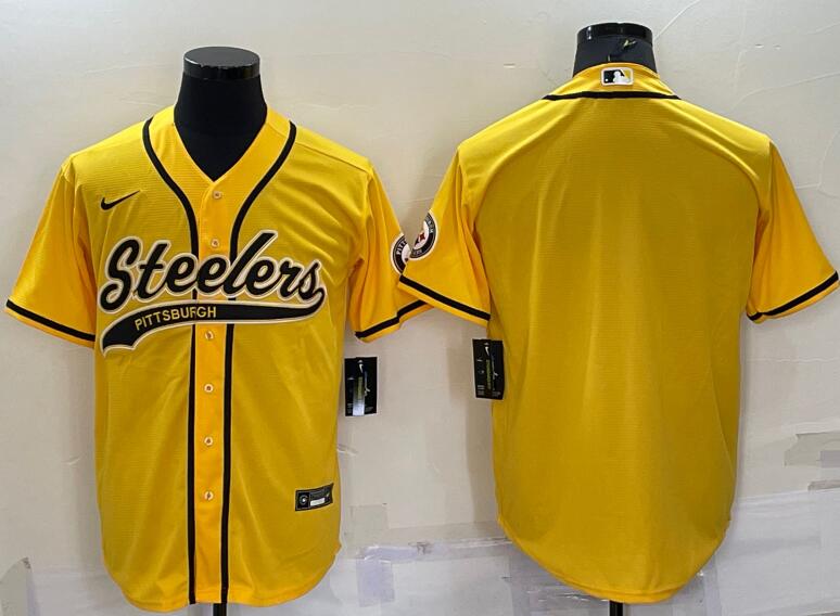 Men PITTSBURGH STEELERS Team Big Logo With Patch Cool Base Stitched Baseball Jersey