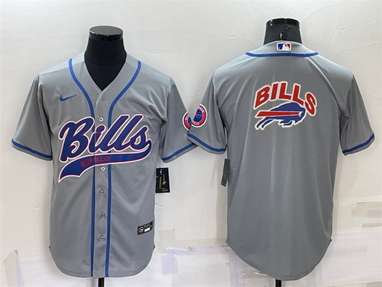 Men Buffalo Bills Grey Team Big Logo With Patch Cool Base Stitched Baseb