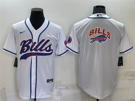 Men Buffalo Bills White Team Big Logo With Patch Cool Base Stitc