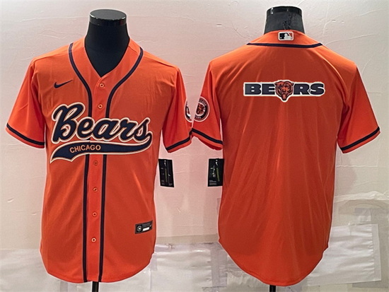 Men Chicago Bears Orange Team Big Logo With Patch Cool Base Stitched Baseb