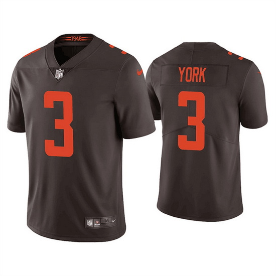 Men Cleveland Browns 3 Cade York Brown Vapor Untouchable Limited