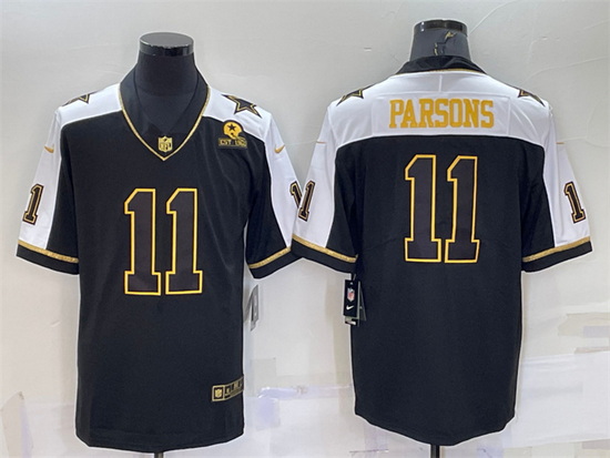 Men Dallas Cowboys 11 Micah Parsons Black Gold Thanksgiving With Patch Stitched Jersey