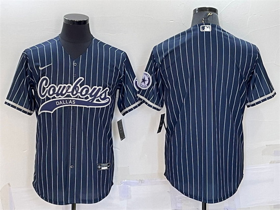 Men Dallas Cowboys Blank Navy With Patch Cool Base Stitched Baseball Jersey