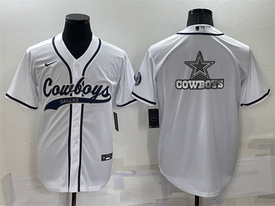 Men Dallas Cowboys White Team Big Logo With Patch Cool Base Stitched Baseb