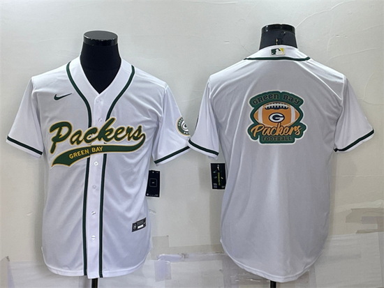 Men Green Bay Packers White Team Big Logo With Patch Cool Base Stitched Baseb