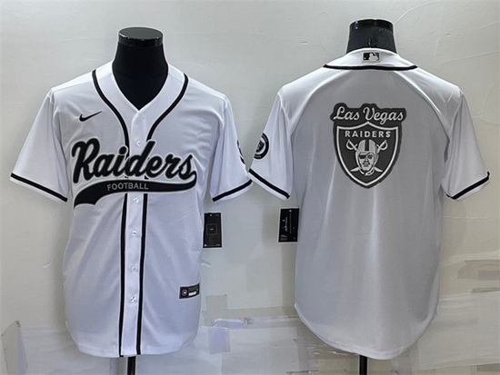 Men Las Vegas Raiders White Team Big Logo With Patch Cool Base Stitched Baseb