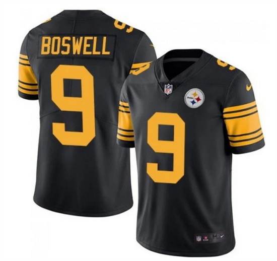 Men Pittsburgh Steelers 9 Chris Boswell Black Vapor Color Rush Stitched Jersey