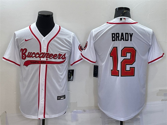 Men Tampa Bay Buccaneers 12 Tom Brady White Cool Base Stitched Baseball Jersey