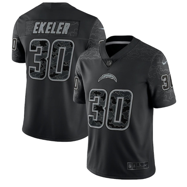 Men Los Angeles Chargers 30 Austin Ekeler Black Reflective Limit