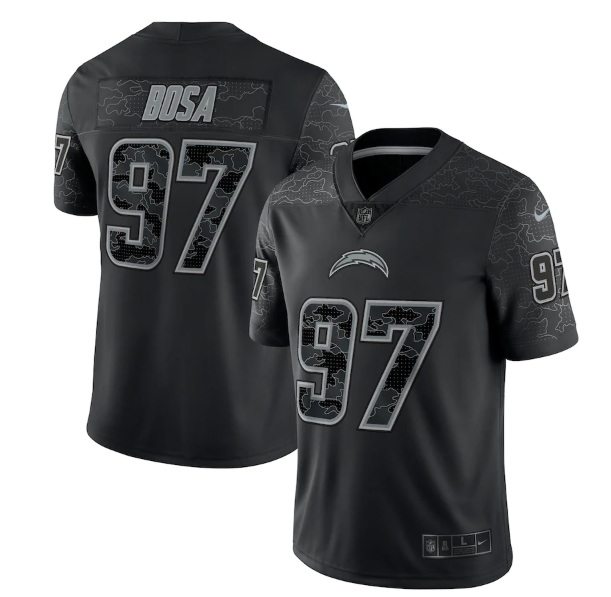 Men Los Angeles Chargers 97 Joey Bosa Black Reflective Limited Stitched Football Jersey