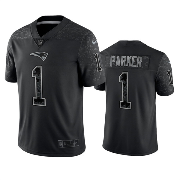 Men New England Patriots 1 DeVante Parker Black Reflective Limit