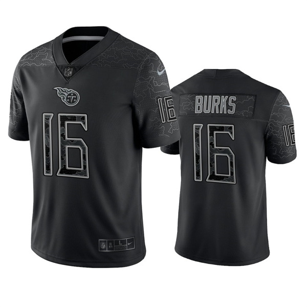 Men Tennessee Titans 16 Treylon Burks Black Reflective Limited S