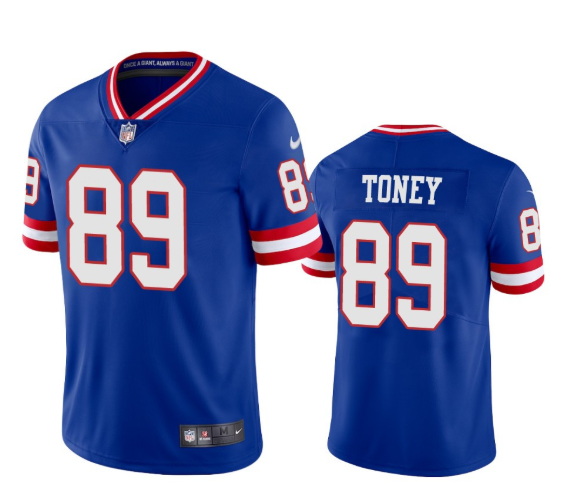 Men New York Giants 89 Kadarius Toney Royal Vapor Untouchable Classic Retired Player Stitched Jersey