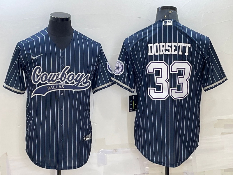 Men Dallas Cowboys 33 Tony Dorsett Navy With Patch Cool Base Stitched Baseball Jersey