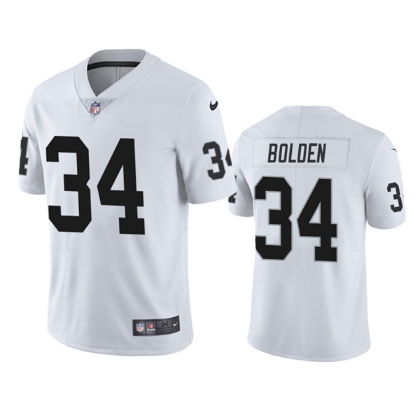 Men Las Vegas Raiders 34 Brandon Bolden White Vapor Limited Stit