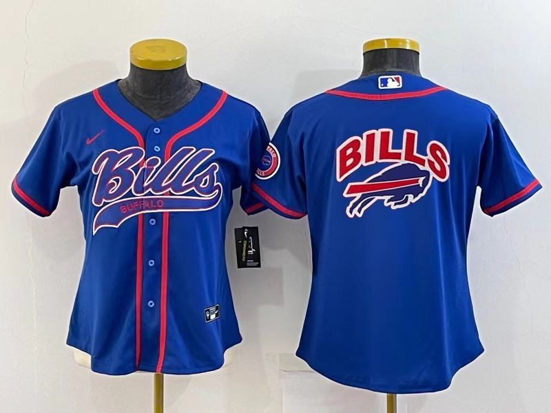 Women Buffalo Bills Royal Team Big Logo With Patch Cool Base Stitched Baseball Jersey