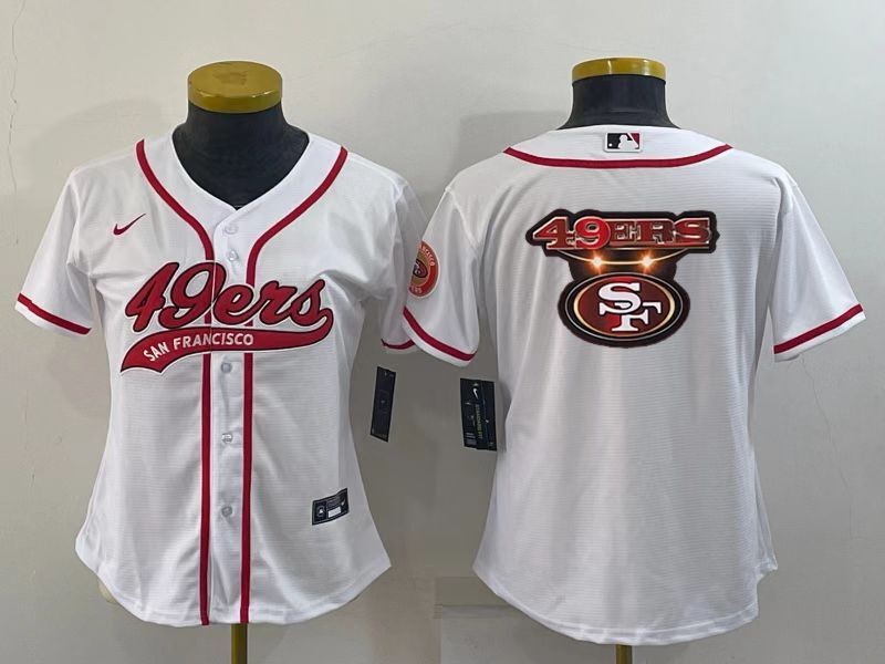 Women San Francisco 49ers White Team Big Logo With Patch Cool Base Stitched Baseball Jersey