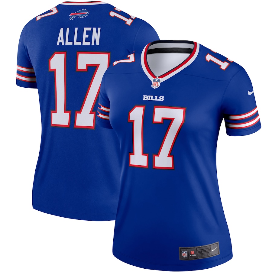 Women Buffalo Bills 17 Josh Allen Royal With C Patch Limited Sti