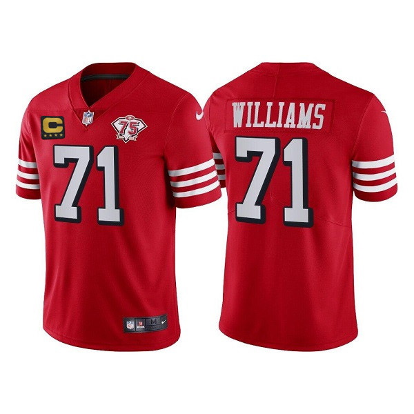 Men's San Francisco 49ers #71 Trent Williams Red 75th Anniversary With C Patch Vapor Untouchable Lim