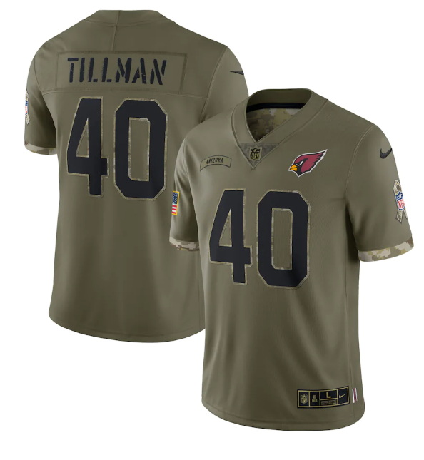 Men Arizona Cardinals 40 Pat Tillman Olive 2022 Salute To Servic