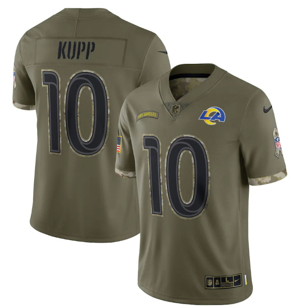 Men Los Angeles Rams 10 Cooper Kupp Olive 2022 Salute To Service Limited Stitched Jersey