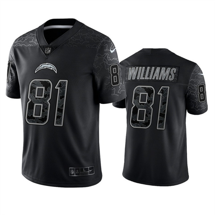 Men Los Angeles Chargers 81 Mike Williams Black Reflective Limited Stitched Football Jersey