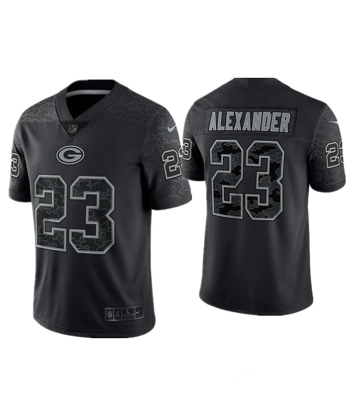 Men Green Bay Packers 23 Jaire Alexander Black Reflective Limited Stitched Football Jersey