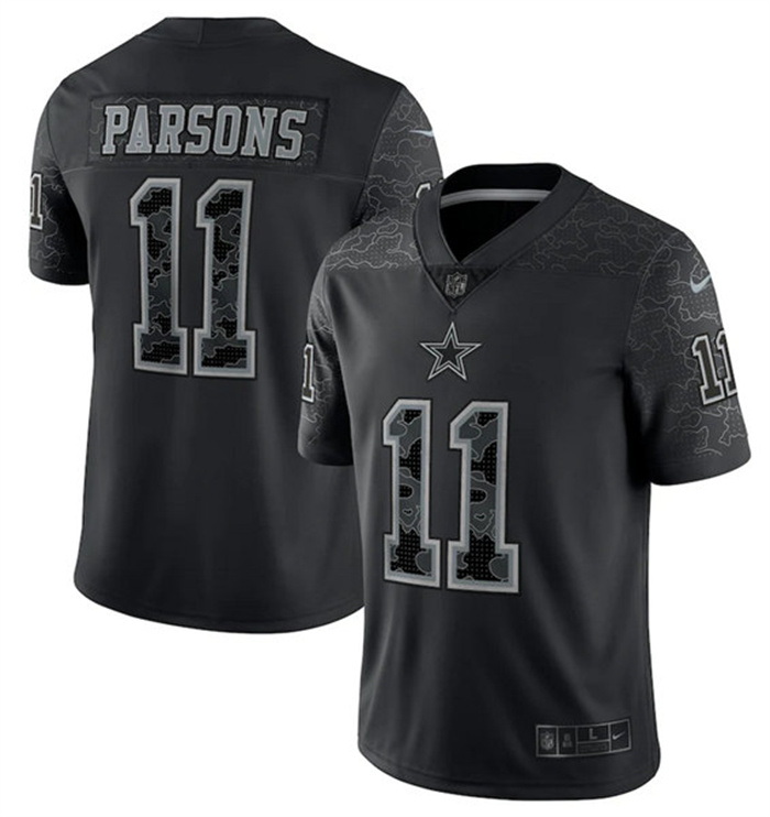 Men Dallas Cowboys 11 Micah Parsons Black Reflective Limited Stitched Football Jersey