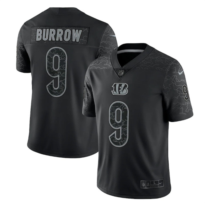 Men Cincinnati Bengals 9 Joe Burrow Reflective Limited Stitched 