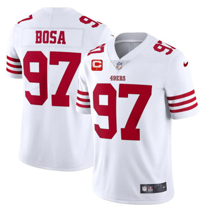 Men San Francisco 49ers 97 Nike Bosa 2022 White With 1 Star C Patch Vapor Untouchable Limited Stitch