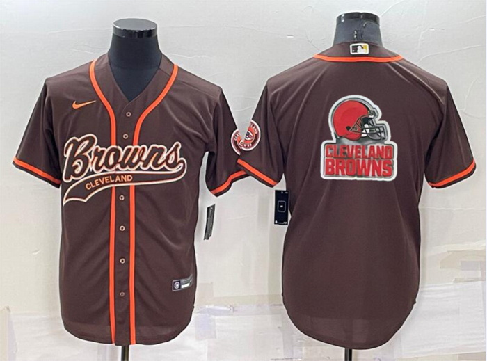 Men Cleveland Browns Brown Team Big Logo With Patch Cool Base St