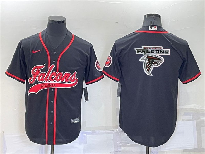 Men Atlanta Falcons Black Team Big Logo With Patch Cool Base Stitched Baseball Jersey