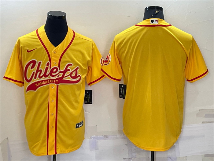 Men Kansas City Chiefs Blank Gold With Patch Cool Base Stitched 