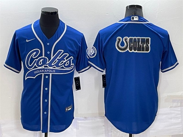 Men Indianapolis Colts Royal Team Big Logo With Patch Cool Base Stitched Baseball Jersey