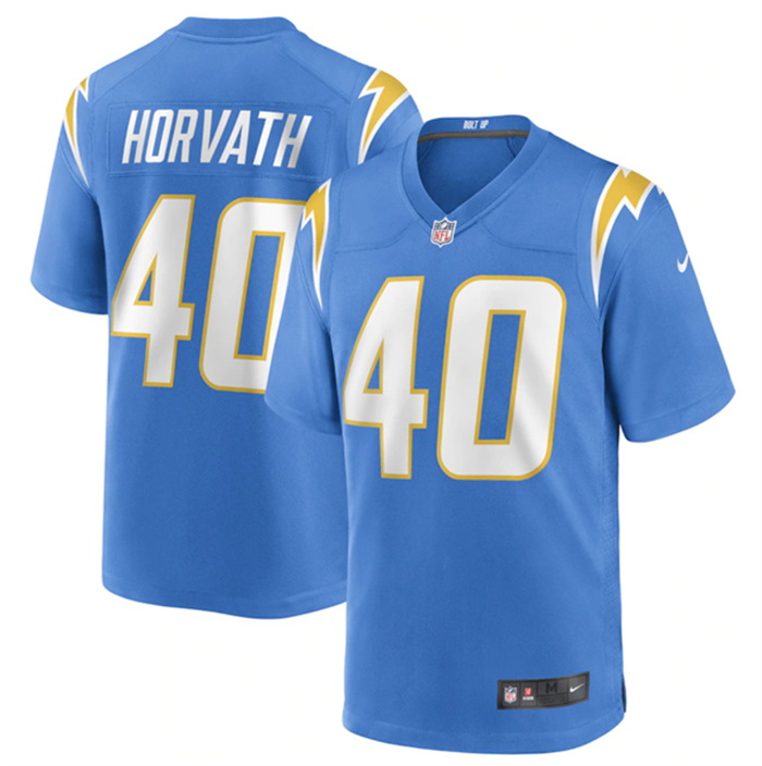 Men Los Angeles Chargers 40 Zander Horvath 2022 Blue Stitched Fo