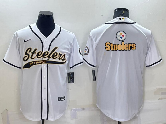 Men Pittsburgh Steelers White Team Big Logo With Patch Cool Base