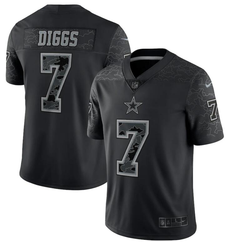 Men's Nike Dallas Cowboys Trevon Diggs #7 Black RFLCTV Limited Jersey